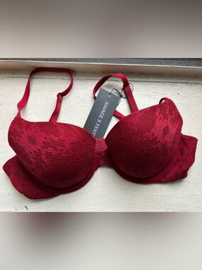 Savage X Fenty Red Lace Push-Up Bra